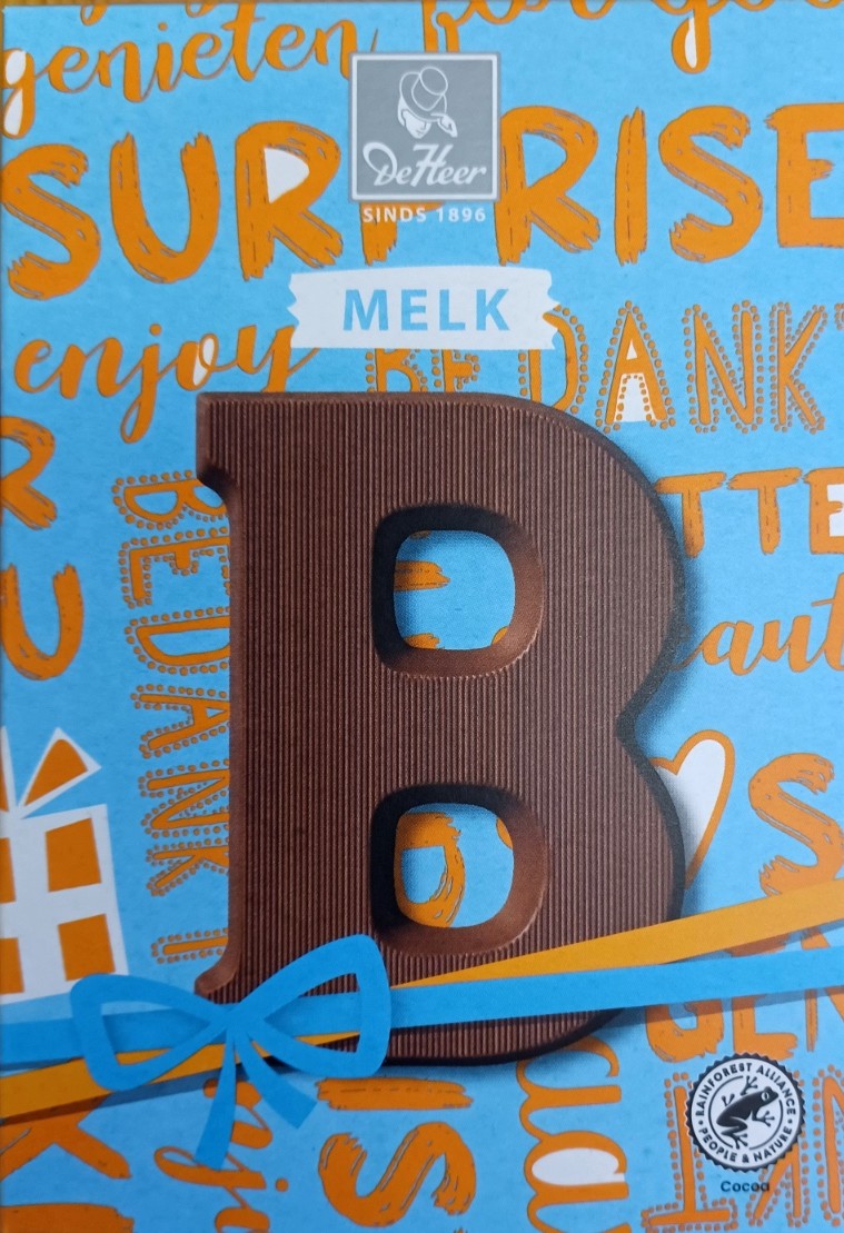 Chocoladeletter melk B, 65 gr
