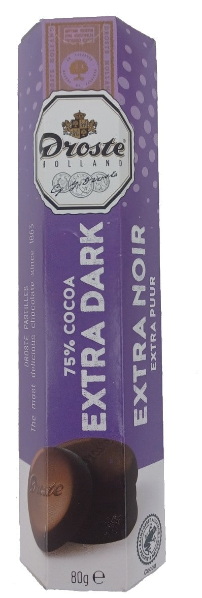 Droste pastilles extra puur chocolade, 85 gr