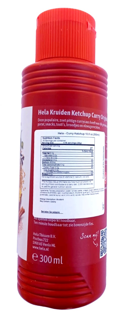 Hela kruiden ketchup curry, plastic fles 300 ML