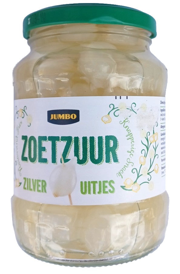 Jumbo zilveruitjes zoetzuur, glazen potje 320 gr