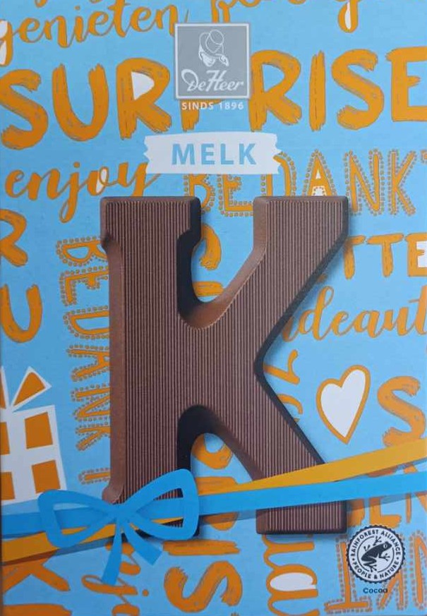 Chocoladeletter melk K, 65 gr