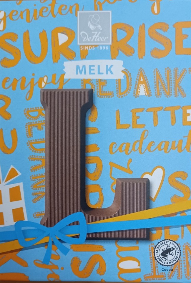 Chocoladeletter melk L, 65 gr