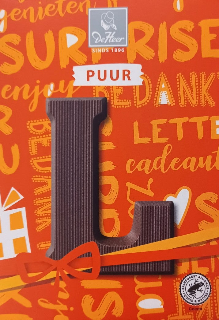 Chocoladeletter puur L, 65 gr