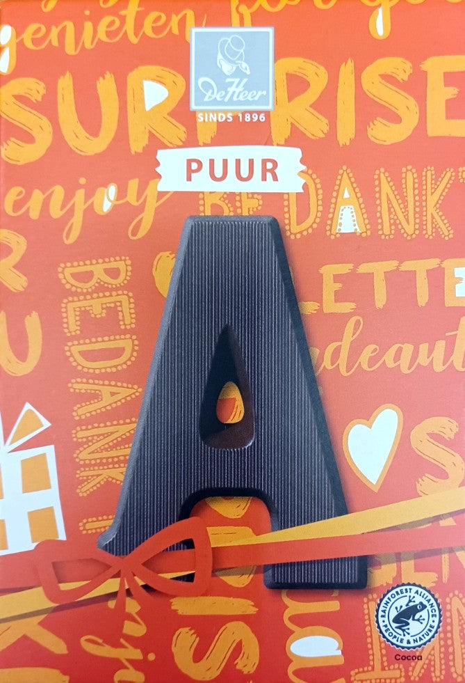 Chocoladeletter puur A, 65 gr