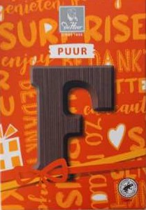 Chocoladeletter puur F, 65 gr