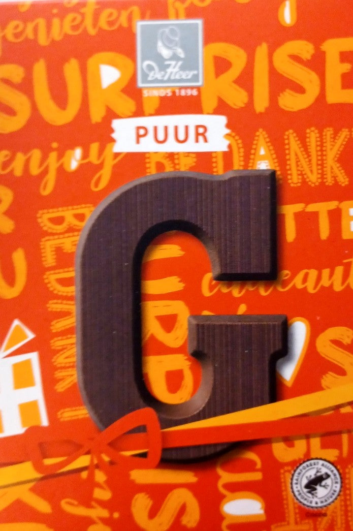 Chocoladeletter puur G, 65 gr