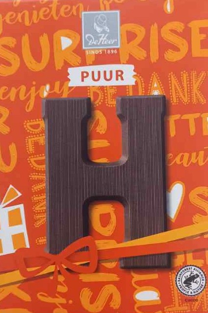 Chocoladeletter puur H, 65 gr