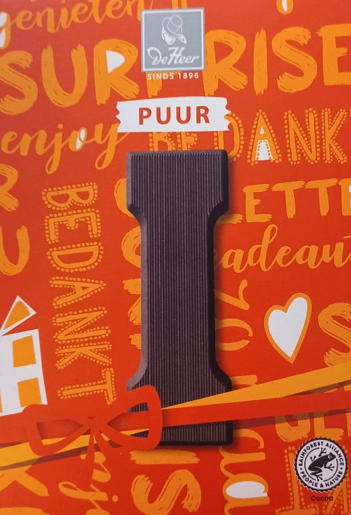 Chocoladeletter puur i, 65 gr
