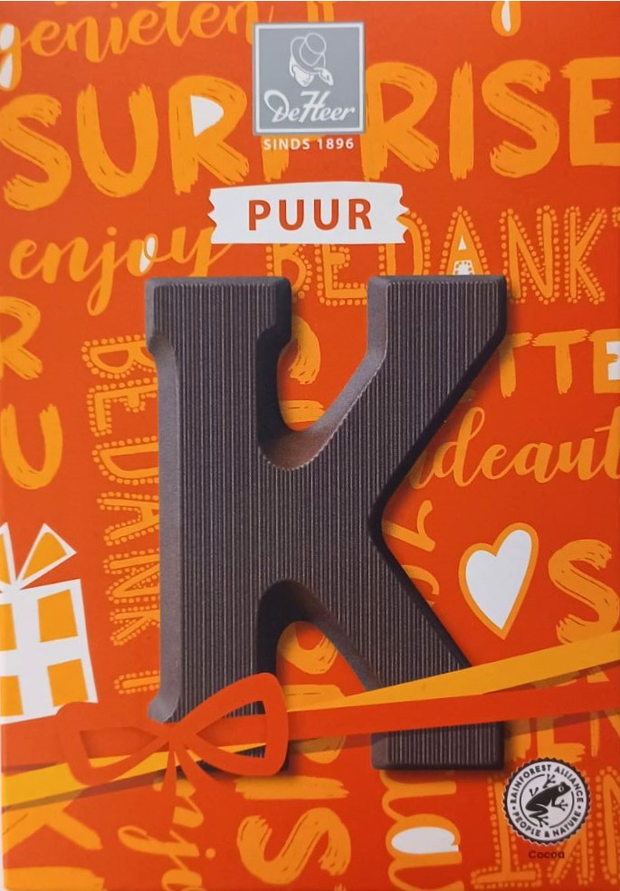 Chocoladeletter puur K, 65 gr