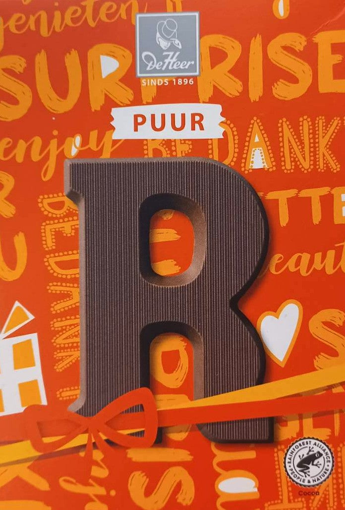 Chocoladeletter puur R, 65 gr