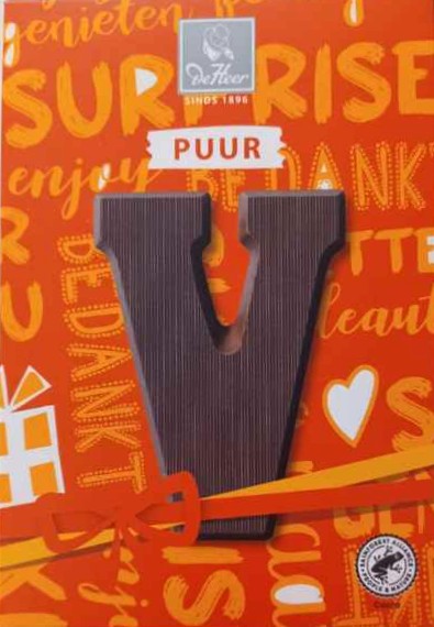 Chocoladeletter puur V, 65 gr