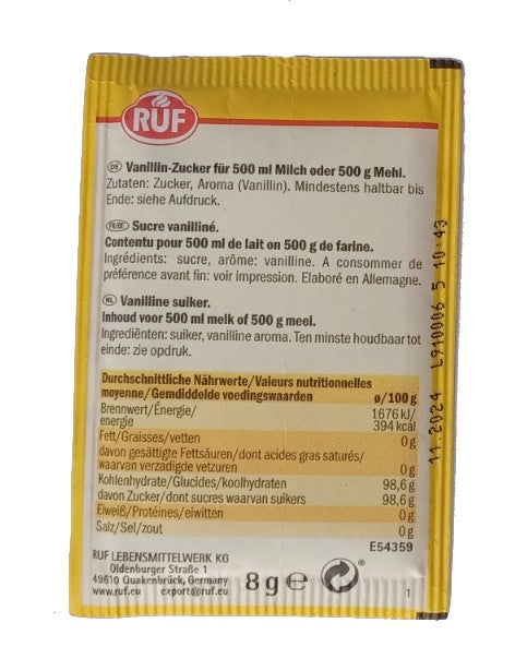 Ruf vanillesuiker, pakje met 10 zakjes